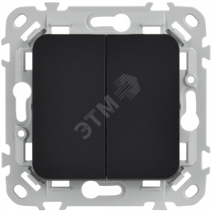 FLITE Выключатель 2-клавишный кнопочный 10А ВС12-2-0-ФлЧ черный IEK FI-V24-0-10-1-K02