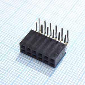 DS1024-2X6R2, Гнездо на плату угловое 2x6 конт., шаг 2.54 мм., длина 8.5мм