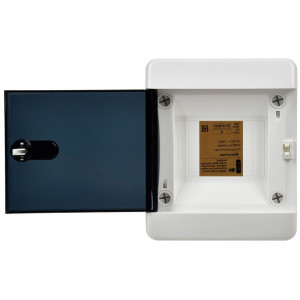 Корпус пластиковый навесной на 4 модуля ЩРН-П-4 IP41 UNION Compact черная прозрачная дверь UIC-KP12-N-04-41-K01