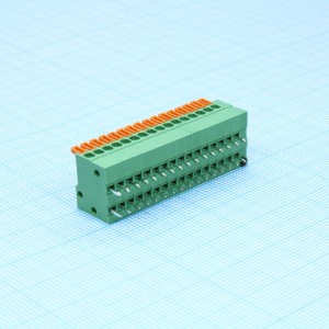 DG141R-2.54-16P-14-00A(H), Нажимной безвинтовой клеммный блок 16 контактов. Зажим типа торцевой контакт. Серия DG141R-2.54