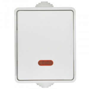 Выключатель проходной 1-кл. ОП Форс IP54 ВС20-1-1-ФБ с индикацией бел. IEK EVS11-K01-10-54-DC