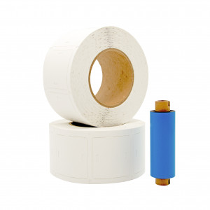 umpTPTS25001, Комплект для маркировки кабеля: бирка У-134 (форма-квадрат), материал - полипропилен, размер 55х55 мм, 1000 шт. (2 рулона по 500 шт.); риббон Resin, цвет - черный, втулка 25.4мм