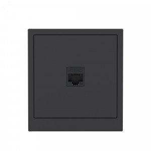 Компьютерная розетка RJ-45 без шторки, кат.6А одинарная,KANT, черный уголь 7012673
