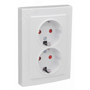 Розетка 2-м СП Минск 16А IP20 с заземл. защ. шторки бел. Basic ERR16-128-100