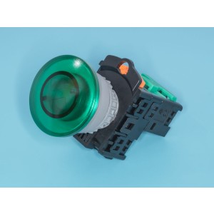 TN2IM2GN-1A, Кнопка управления грибовидная, с подсветкой, без фиксации, d 38 мм, НР, зеленая