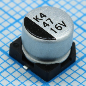 CK016M470E5APKKKV00R, Конденсатор алюминиевый электролитический 16В 47мкФ ±20%, 70мА, 2000ч, -55...+105°C, SMD 6.3*5.4mm