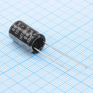 EHR680M2AB, Конденсатор алюминиевый  электролитический 68мкФ 100В ±20% (10 X 16мм) радиальные выводы 5мм 240мА 2000час 105°С россыпь