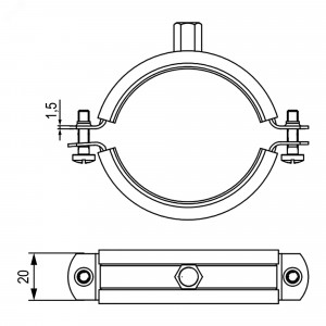 Хомут для средних нагрузок с изоляцией с гайкой М8/М10 для труб d 4"" BHM22400