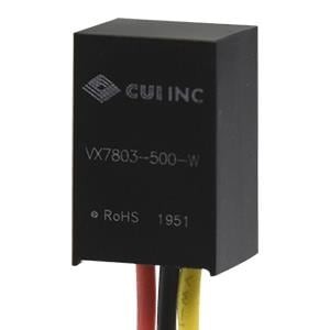 VX7805-500-W, Преобразователи постоянного тока в постоянный без изоляции dc-dc non-isolated, 0.5 A, 6.5 36 Vdc input, 5 Vdc output, Wire Lead