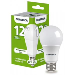 Лампа светодиодная A60 12Вт грушевидная 4000К E27 230В LL-A60-12-230-40-E27-G