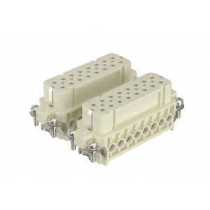 Розеточная контактная вставка HA-032-F, Розеточная контактная вставка, винтовая фиксация, 32 полюса + PE, типоразмер 32A, 250V, 16A, сечение обслуживаемых проводников 0,75-2,5 мм кв, тип покрытия контактов: серебро