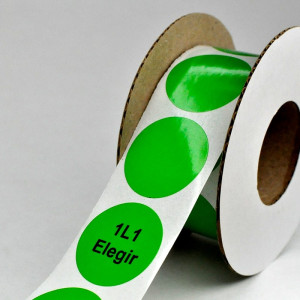 Маркировка круглая NPP-30-G, Маркировочная наклейка, для токоведущих шин и электрооборудования, диаметр 30 мм, цвет зеленый, Наклеек в ряду - 1, для принтера: RT200, RT230, в упаковке 1000 наклеек