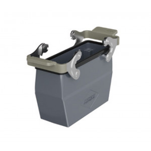 Крышка разъема H24B-CTCH-2L-PG21, Крышка разъема на кабель, типоразмер 24B, высокое исполнение, с уплотнителем, 1 отверстие с резьбой для кабельных вводов PG21, с верхним расположением, с двумя металлическими защелками, материал корпуса: алюминиевый сплав