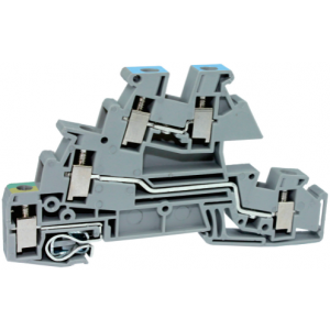 Этажная клемма UKJ-4JD/L/N, Этажная клемма, 3 этажа, N-L-PE, нижний ряд с заземлением, тип фиксации провода: винтовой, номинальное сечение: 4 мм кв., ширина: 6,2 мм, цвет: серый, тип монтажа: DIN35