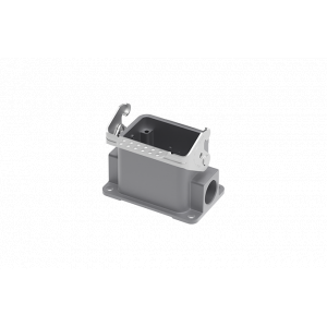 Закрытое основание разъема S6B-SM-1L.M-M25, Основание разъема на панель, закрытое, типоразмер 6B, с уплотнителем, 1 отверстие с резьбой для кабельных вводов M25x1,5, с одной защелкой, без защитной крышки, материал корпуса: алюминиевый сплав