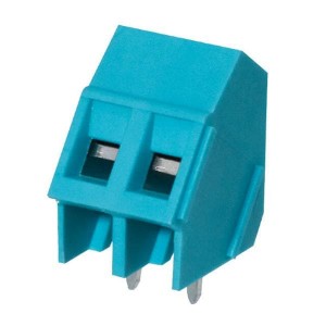 TB008A-508-02BE, Фиксированные клеммные колодки Terminal block, screw type, 5.08, 45 , 2 poles, CUI Blue, slotted screw, PCB mount