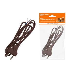 Шнур с плоской вилкой ШУ02 ШВВП 2х0,75мм2 1,7 м. коричневый "ЭКО" SQ1305-0016