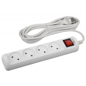 Удлинитель электрический U-4s-3m-2x1 без заземления c выключателем 4 розетки 3м ПВС 2x1мм2 10А Б0044053