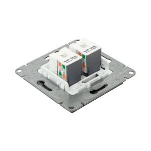 Механизм розетки RJ45 - 2шт, (cat5), графит Эпика EKF UP1-SOG-2RJ45-5