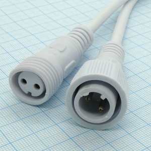 Разъем WP  2pin (пара F+M), пара герм.,IP68,6A,DC0-24 (AC110V.220V),D=21,5mm, 2*0.75mm,L=40