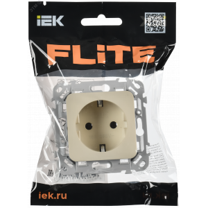 FLITE Розетка с заземлением без защитных шторок безвинтовое крепление 16А РС11-1-ФлСл сливочный IEK FI-R11-16-1-K86