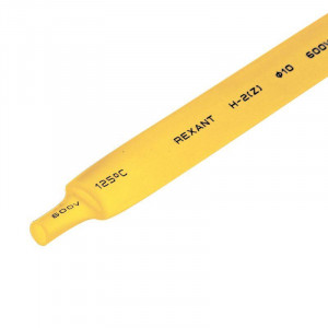 Трубка термоусадочная ТУТ нг 10,0/5,0 желтая, термоусаживаемая трубка в метровой нарезке, не поддерживает горение