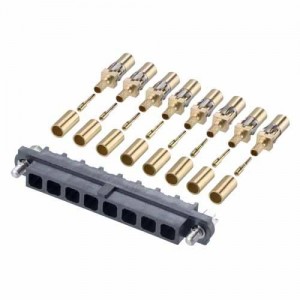 M80-FC305F1-08, Heavy Duty Power Connectors FEMALE CRIMP COAX 8 POS 6 GHz 50 Ohm