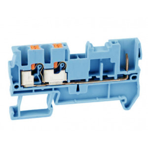Клемма для разъемов UJ6-2.5V/2X1(BU), Клемма для подключения внешнего разъема, 3 точки подключения, тип фиксации провода: Push-in, номинальное сечение: 2,5 мм кв., 24A, 500V, ширина: 5,2 мм, цвет: синий, тип монтажа: DIN35