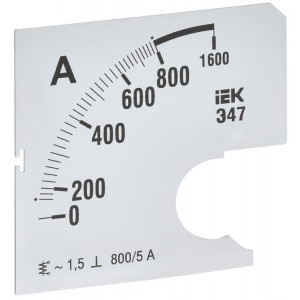 Шкала смен. для амперметра Э47 800/5А-1,5 72х72мм IPA10D-SC-0800