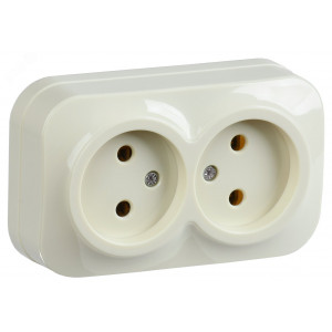 Розетка 2-м ОП GLORY РС22-2-ХК 10А без заземл. крем. ERH20-K33-10