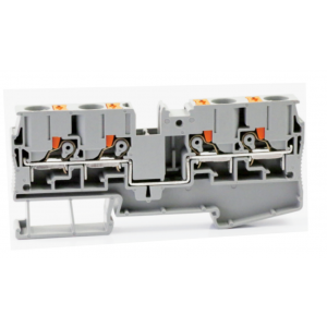 Проходная клемма UJ6-6/2X2, Проходная клемма, 4 точки подключения, тип фиксации провода: Push-in, номинальное сечение: 6 мм кв., 41A, 1000V, ширина: 8,2 мм, цвет: серый, тип монтажа: DIN35