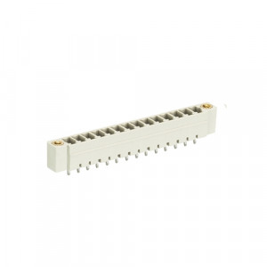 Вилочный разъем на плату 8513 S/14 G F, Вилочный разъем, вертикальный, на плату, шаг: 3.5 мм, 14 полюсов, фиксация на плате пайкой, исполнение: с монтажными фланцами, без маркировки, 250V, 8А, цвет: серый