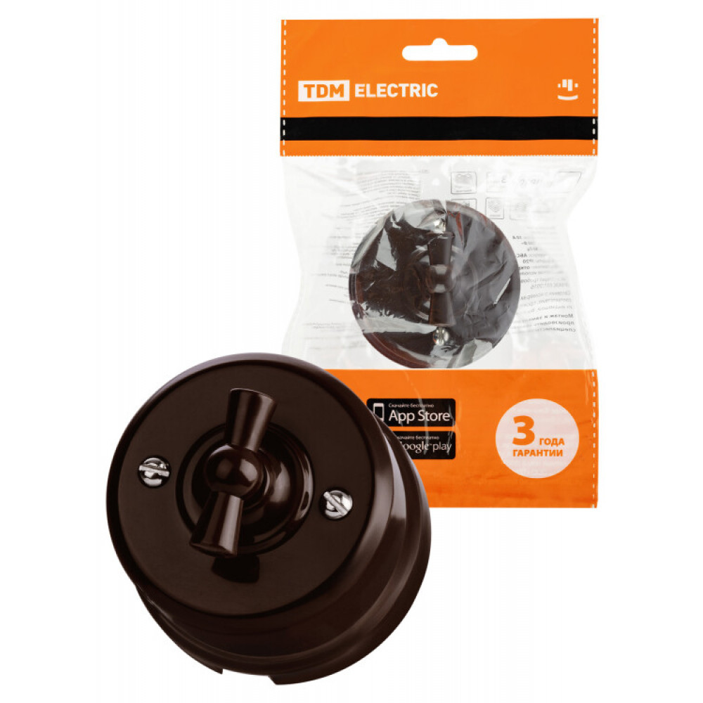 Изображение товара Выключатель поворотный проходной с ручкой (бантик) 10А коричневый «Виви» SQ1820-1405