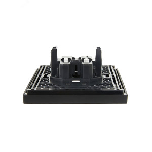 FORTE&PIANO Розетка 2-местная без заземления с защитными шторками безвинтовое крепление 10А FP125 черный IEK FP-R23-10-1-K02