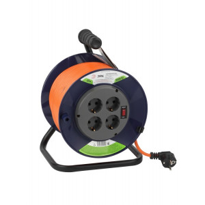 Удлинитель силовой RPx-4es-3x1.5-40m на пластиковой катушке c заземлением 4 розетки 40м ПВС 3х1.5мм2 Б0046836
