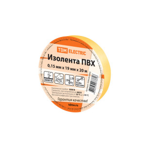 Изолента ПВХ 0,15х19мм Желтая 20м SQ0526-0002