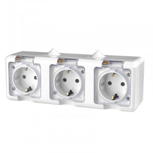 Розетка 3-м ОП Dita 16А IP54 250В с заземл. с прозр. крышкой бел. TKL-DT-R3Z-C01T-IP54