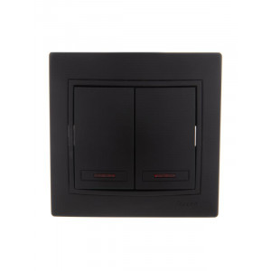 Выключатель 2-кл. 1п СП Mira 10А IP20 с подсветкой со вставкой черн. бархат 701-4242-112