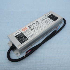ELG-240-24A, AC-DC, 240Вт, IP65, вход 100…305В AC, 47…63Гц/142…431В DC, ККМ, выход 12...24В/10А, изоляция 3750В AC, в кожухе 244х71х37.5мм, -40…+85°С (корпус), потенциометры