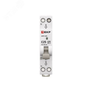 Выключатель автоматический дифференциального тока 1мод. C 25А 30мА тип AC 6кА АВДТ-63М электрон. PROxima DA63M-25-30