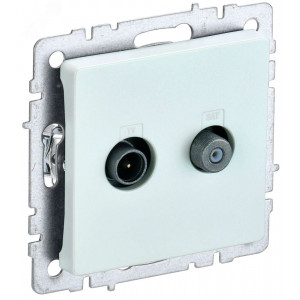 BRITE Розетка двойная TV+SAT РТВ/РСп12-БрЖ жемчуг BR-AF20-O-K36