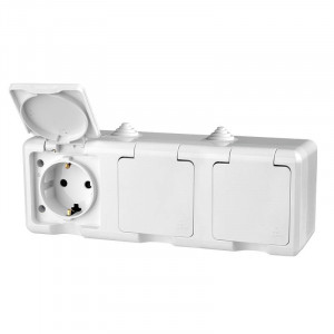 Розетка 3-м ОП Dita 16А IP54 250В с заземл. с крышкой бел. TKL-DT-R3Z-C01-IP54