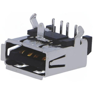 UBA-4R-D14T-4D(LF)(SN), Гнездо; USB A; на PCB; THT; PIN: 4; угловой 90°; USB 2.0