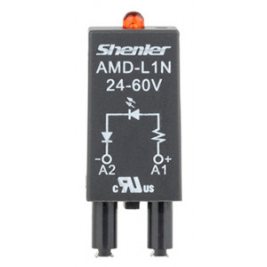 Модуль AMD-L1N 24-250V, Модуль для реле, 24 - 60VAC/DC, красный светодиод, цвет: черный, для колодок: SRU, SKF14, SKC, SKB, STB, SRC*-E, SRB, GZT, GZM, GZS, GZMB, ES32