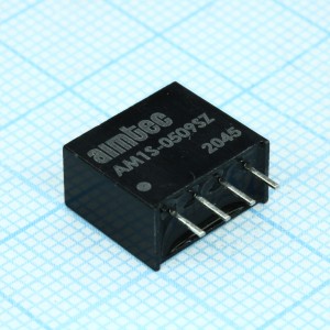 AM1S-0509SZ, DC/DC, 1Вт, вход 4.5…5.5В, выход 9В/0.111А, изоляция 1000В DC, КПД 80%, максимальная емкостная нагрузка не более 220мкФ, SIP4, 11.68x6x9.7мм, -40…85°C, пластик
