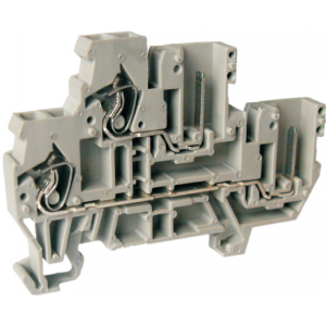 Этажная клемма UJ5-2.5WV/2-2, Этажная клемма, 2 этажа, для подключения разъема, тип фиксации провода: пружинный, номинальное сечение: 2,5 мм кв., 24A, 500V, ширина: 5 мм, цвет: серый, тип монтажа: DIN35