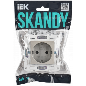 SKANDY Розетка с заземлением с защитными шторками 16А безвинтовое крепление SK-R06Sh шампань IEK SK-R14-16-1-K37