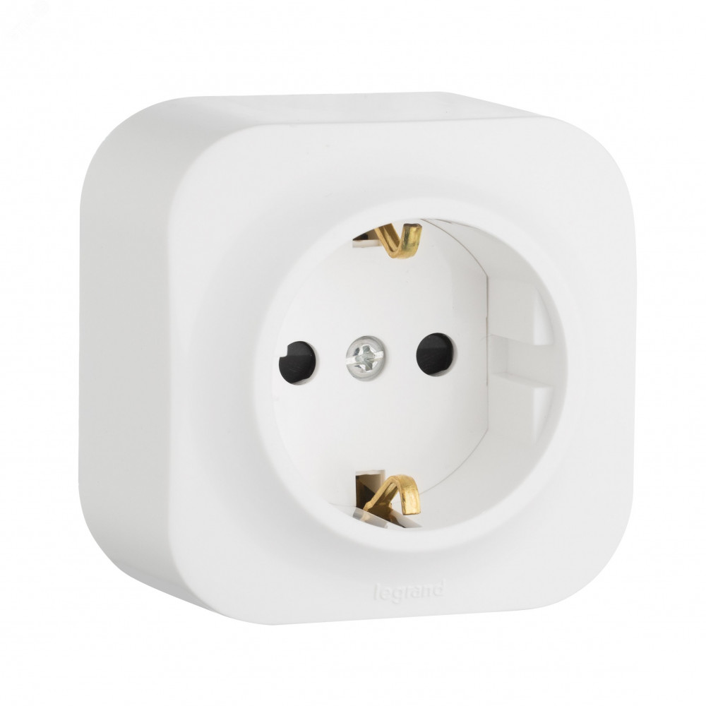 Изображение товара Розетка Legrand Quteo 16А с защитными шторками IP20 белая для безопасной установки