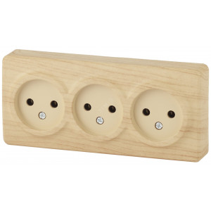 11-2207-11 Розетка 3х2P, 16A-250В, IP20, ОУ, Эксперт, сосна (8/80/1600) Б0020699