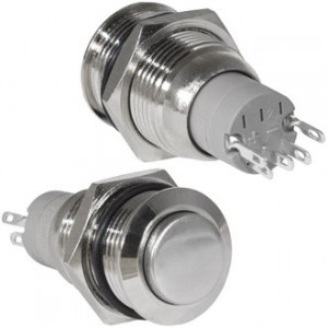 LAS2GQH-11Z/N ON-ON, Кнопка антивандальная металлическая с фиксацией, 3А 250В, резьба М16